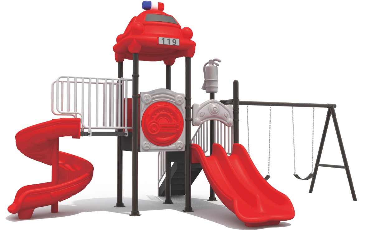 Firefighter Car Outdoor Kids Play Set with Spiral Slide